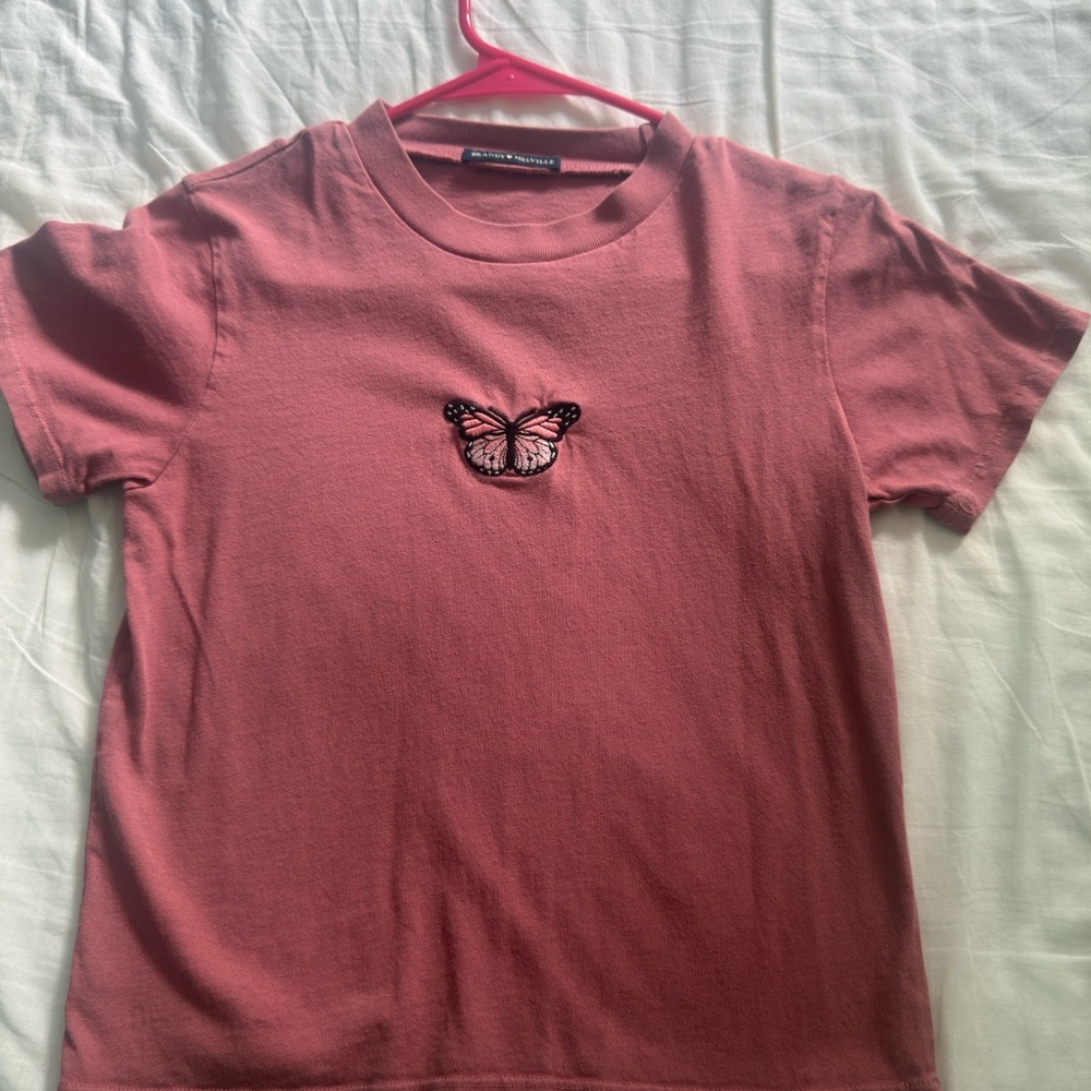 Brandy Melville Pink Butterfly T-Shirt